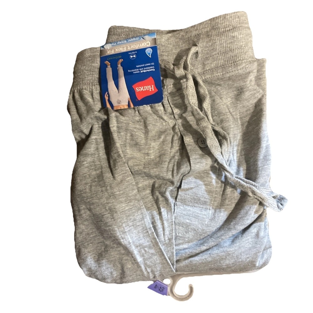 Hanes Mens 2XL Comfort‎ FlexFit Knit Jogger Sleep Pant Ecosmart Stretch Gray